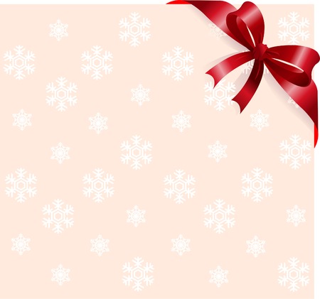 Snowflakes background with red ribbon and bow. Place for copy/text.のイラスト素材