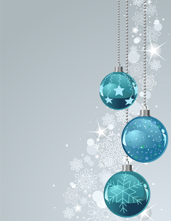 Vector Christmas Background with balls and snowflakesのイラスト素材