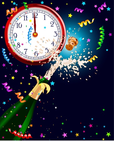 Celebration  background with Champagne and clock. Best for New Yearï¿½s Eve のイラスト素材