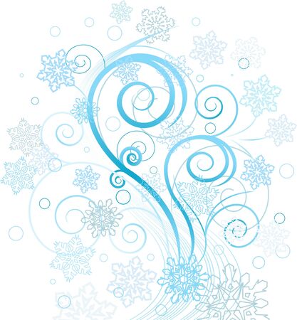 Decorative swirling winter design with snowflakesのイラスト素材