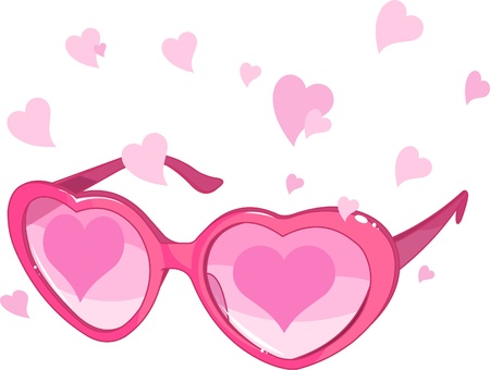 Illustration of Valentine pink glasses with heartsのイラスト素材