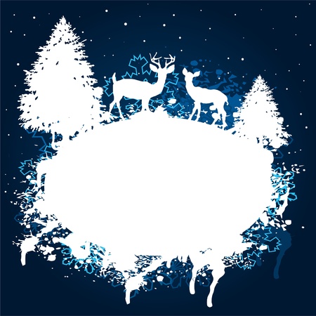 Blue and white winter forest grunge paint designのイラスト素材