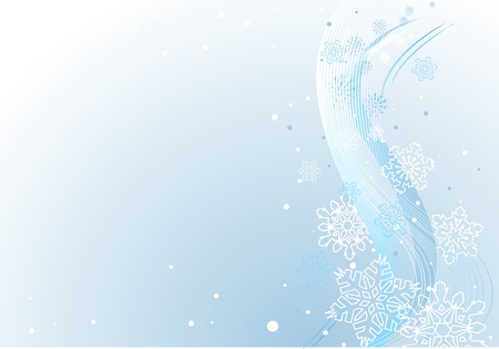Blue  abstract winter  background with white snowflakesのイラスト素材