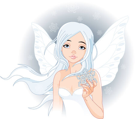Illustration of beautiful winter fairy with snowflakeのイラスト素材
