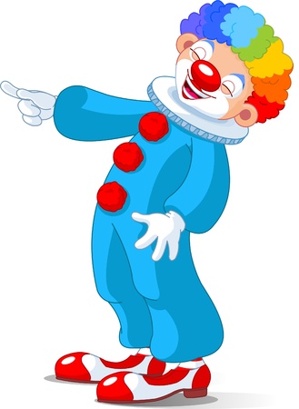 Illustration of Cute Clown laughing and pointingのイラスト素材