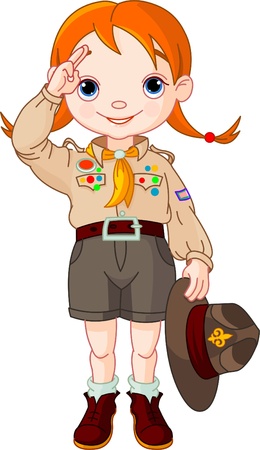 Young  happy boy scout girl doing a hand signのイラスト素材