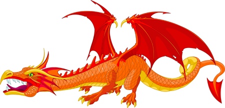 Illustration of a beautiful detailed red  dragon のイラスト素材