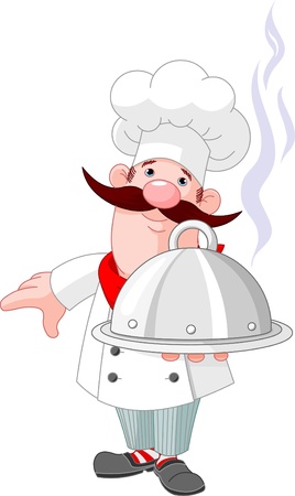 Illustration of chef cook and plateのイラスト素材