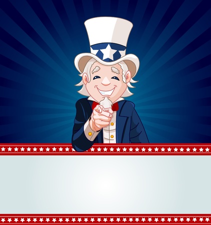 Uncle Sam pointing. Perfect for a USA or Fourth of July illustration.のイラスト素材