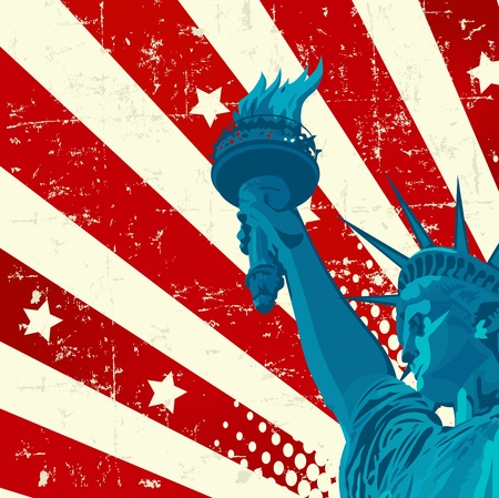 A grunge American flag with the Statue of Libertyのイラスト素材