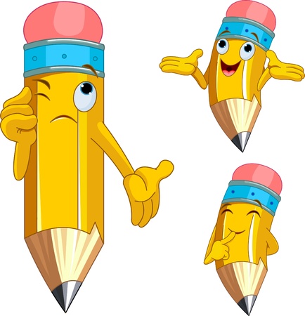 Pencil Character Different facial expressionsのイラスト素材