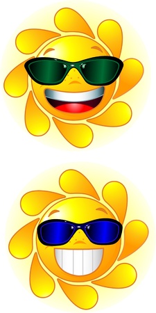 Two happy and shiny Sun with sunglasses のイラスト素材