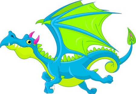 illustration of cute cartoon  dragon flayingのイラスト素材