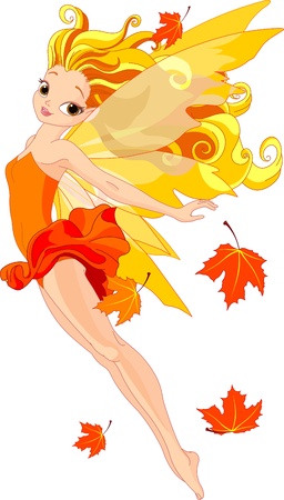 Illustration of a beautiful autumn fairy in flightのイラスト素材