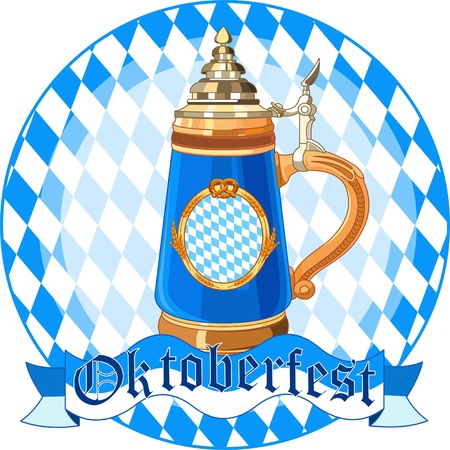 Round  Oktoberfest Celebration design with mugのイラスト素材