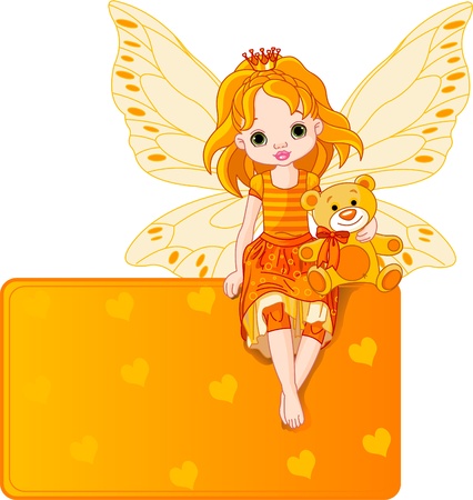 Little fairy sitting on place cardのイラスト素材