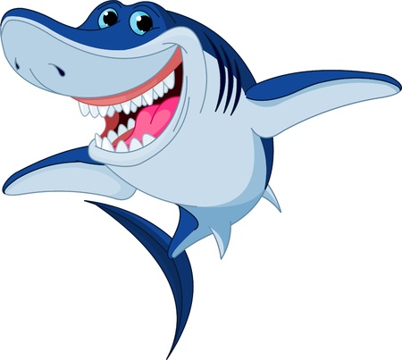cartoon  funny shark isolated on white backgroundのイラスト素材