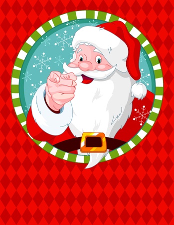 Santa Claus pointing. Greeting cardのイラスト素材