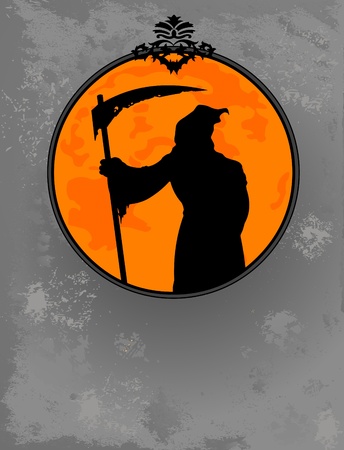 Halloween horrible Grim Reaper  silhouette  designのイラスト素材