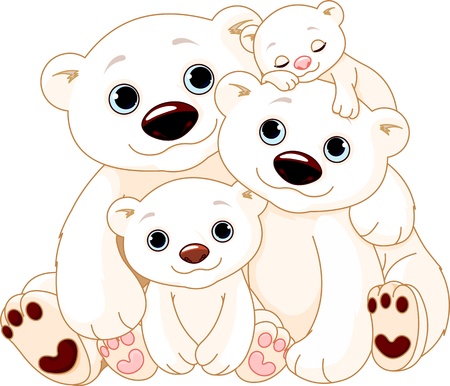 Illustrationn of Big Polar bear family