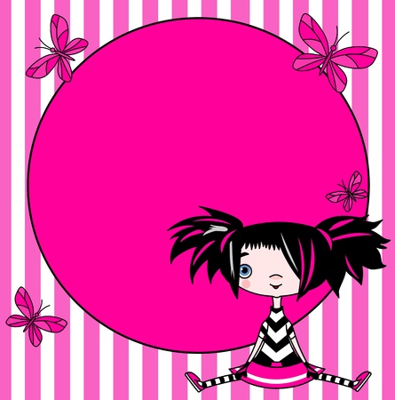 Place card of emo stile funny girlのイラスト素材