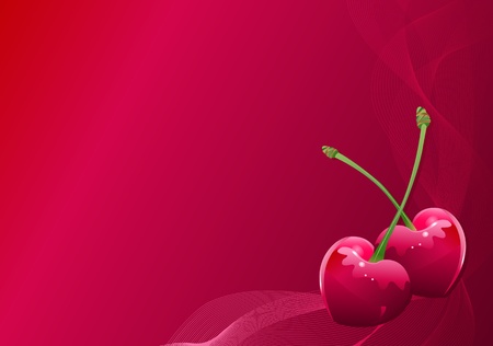 Valentine heart-shaped cherries over background のイラスト素材