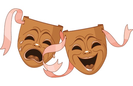 Tragedy and Comedy Theater masksのイラスト素材
