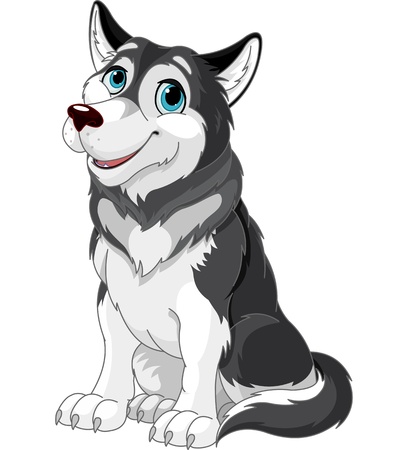  Cartoon illustration of Alaskan Malamute dogのイラスト素材