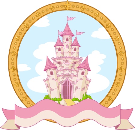 Princess magic castle label designのイラスト素材