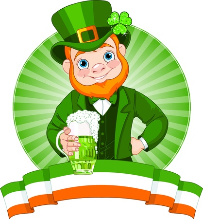  Leprechaun Raises A Glass To Celebrate St  Patrickのイラスト素材