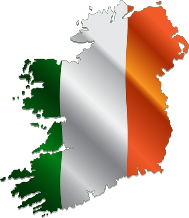 Ireland map with the national flag on itのイラスト素材
