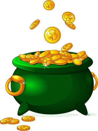 Pot full of golden coins  St  Patrickのイラスト素材