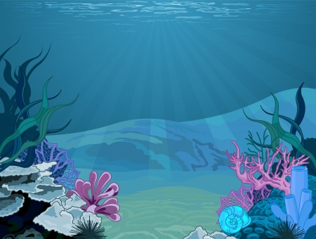 Illustration background of an underwater sceneのイラスト素材