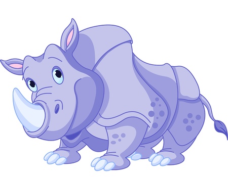 Illustration of cartoon funny  rhino のイラスト素材