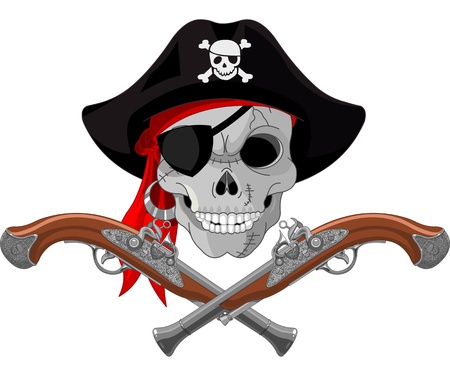 Pirate Skull and crossed gunsのイラスト素材