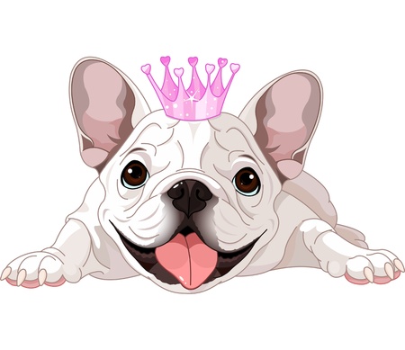 Illustration of royalty bulldog with crownのイラスト素材