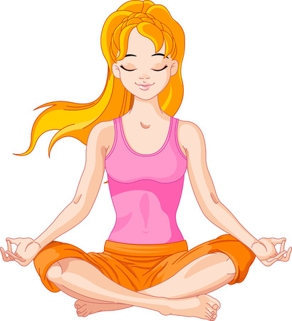 Beautiful girl doing yoga meditationのイラスト素材