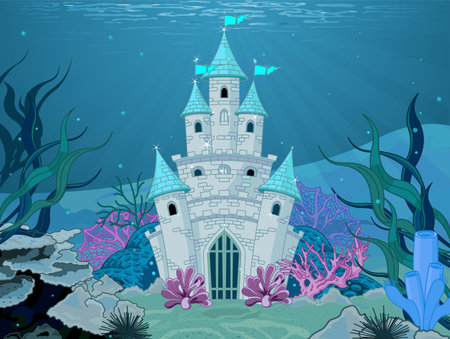 Magic Fairy Tale Mermaid Princess Castle のイラスト素材