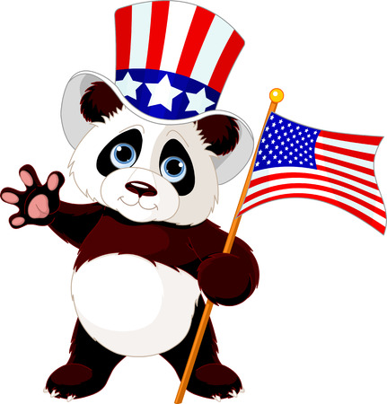
Cute Panda Holding American Flagのイラスト素材