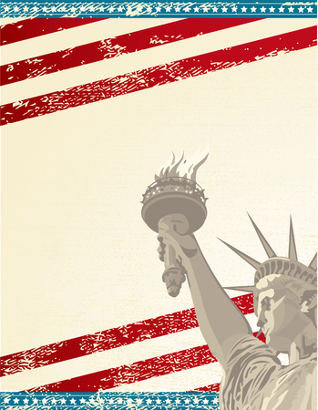 A grunge poster with the statue of libertyのイラスト素材