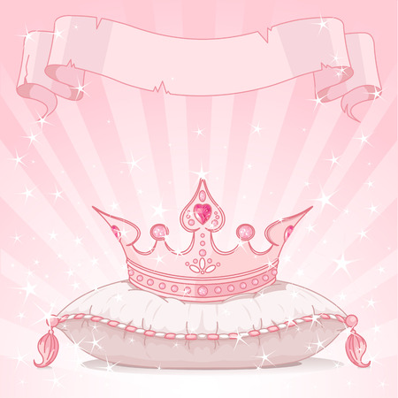 Shiny background with Princess crown on pink pillowのイラスト素材