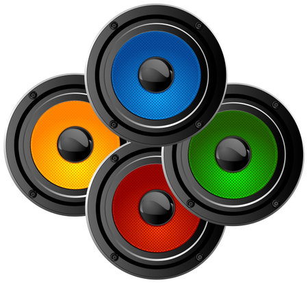 Set of four colored audio speakersのイラスト素材