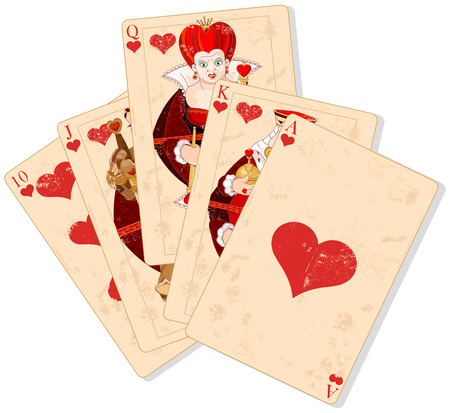 Illustration of Hearts royal flushのイラスト素材