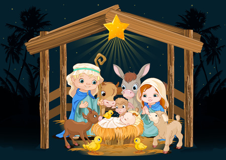 Christmas nativity scene with holy family