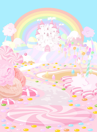Illustration pastel colored a fairy kingdomのイラスト素材