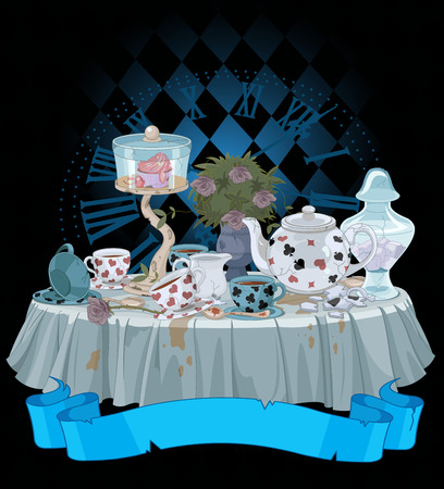 Wonderland Tea Party decorated tableのイラスト素材
