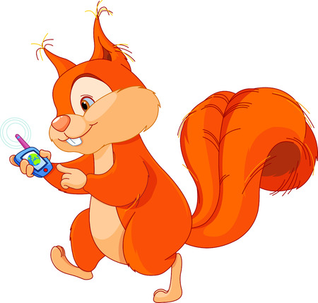 Illustration of funny squirrel with GPSのイラスト素材