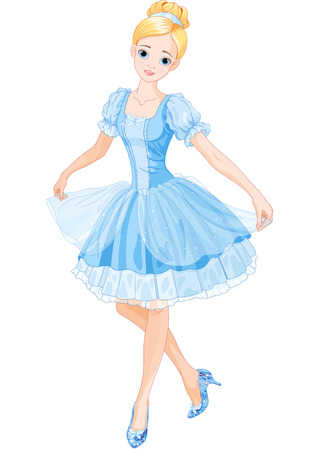Illustration of Cinderella wearing crystal slippersのイラスト素材