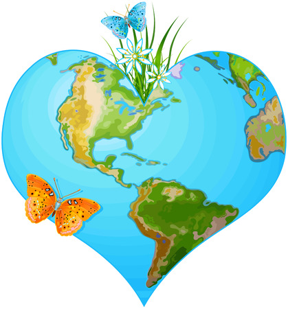 Illustration of earth in the form of heartのイラスト素材