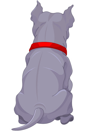 Illustration of cute pit bull dog back viewのイラスト素材